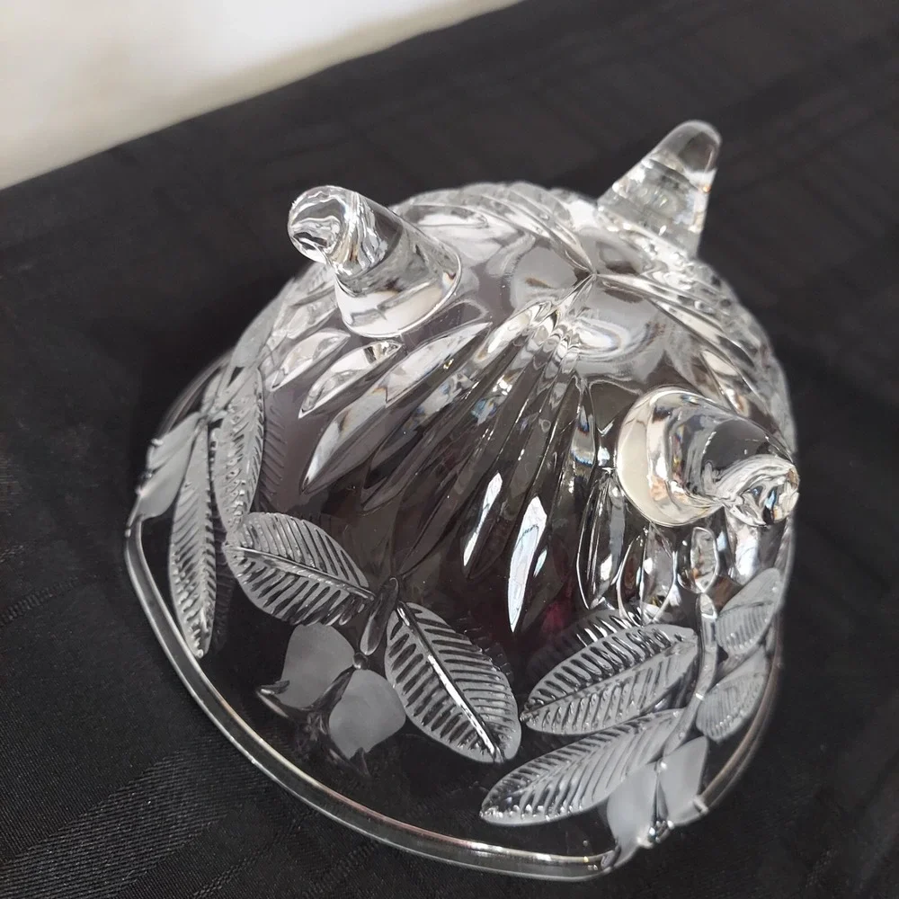 Vintage Fifth Avenue Crystal Frosted Bowl Etched Tulip with 3 Feet 4
